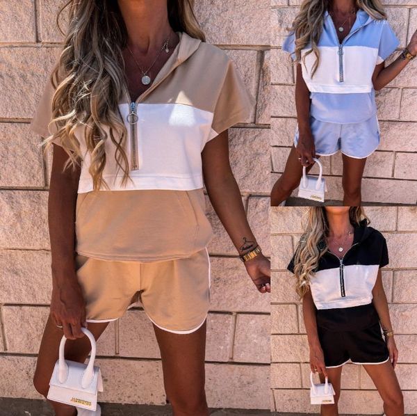 women's tracksuits summer women 2pcs outfits casual sport suit zipper patchwork short sleeve t-shirts shorts loose female tracksuit cha, Gray
women's tracksuits summer women 2pcs outfits casual sport suit zipper patchwork short sleeve t-shirts shorts loose female tracksuit cha, Gray
