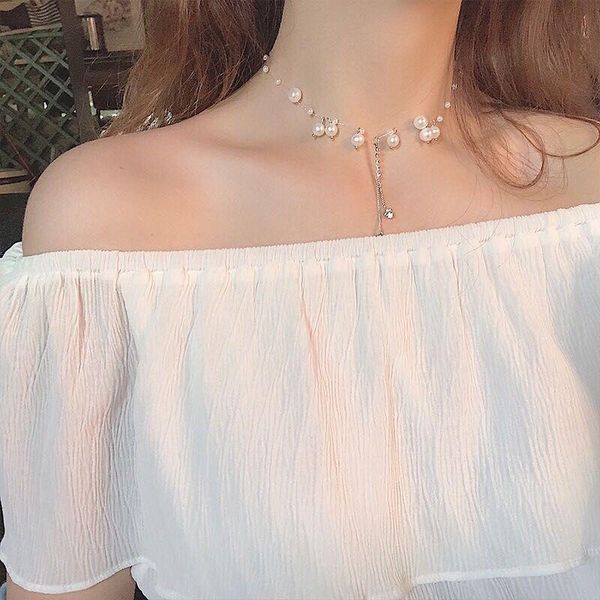 chains fashion trendy jewelry pearls choker necklace gift for women sweet chokers, Silver
chains fashion trendy jewelry pearls choker necklace gift for women sweet chokers, Silver