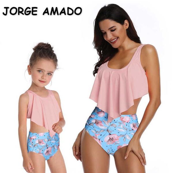 summer family matching swimsuit 2pcs sets ruffles bikini floral high waist triangle pants mother daughter e243 210610, Blue
summer family matching swimsuit 2pcs sets ruffles bikini floral high waist triangle pants mother daughter e243 210610, Blue