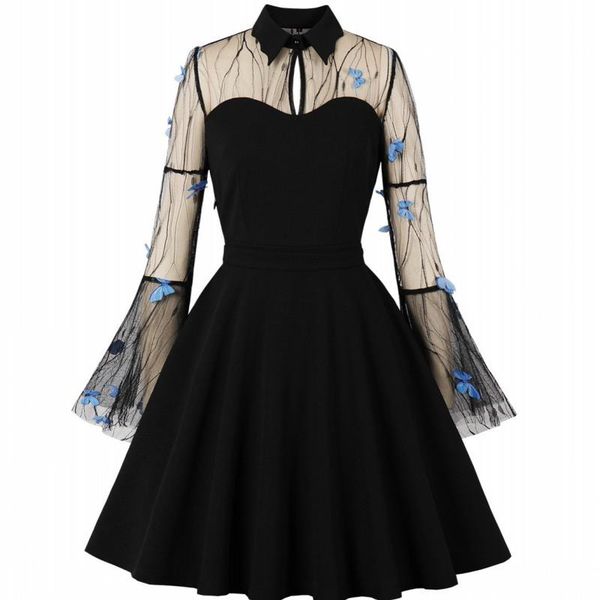 casual dresses a line for women mesh splice flare sleeve with butterfly appliques gowns 2021 fashion elegant party dress vestidos, Black;gray
casual dresses a line for women mesh splice flare sleeve with butterfly appliques gowns 2021 fashion elegant party dress vestidos, Black;gray