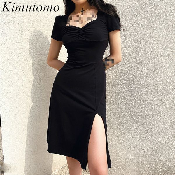 kimutomo women square collar dresses summer chic fashion female short puff sleeve split solid vestidos casual 210521, Black;gray
kimutomo women square collar dresses summer chic fashion female short puff sleeve split solid vestidos casual 210521, Black;gray