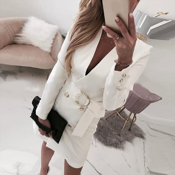 office autumn long sleeve womens dress deep v neck buttons belt slim mini formal for women elegant clothing, Black;gray
office autumn long sleeve womens dress deep v neck buttons belt slim mini formal for women elegant clothing, Black;gray