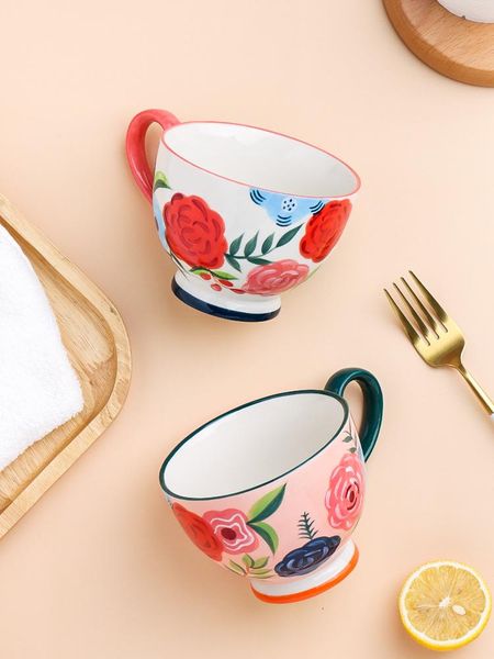 japan style breakfast ceramic coffee mugs with handgrip cute girls big capacity 400ml rose floral printed under glazed 4 colors
japan style breakfast ceramic coffee mugs with handgrip cute girls big capacity 400ml rose floral printed under glazed 4 colors