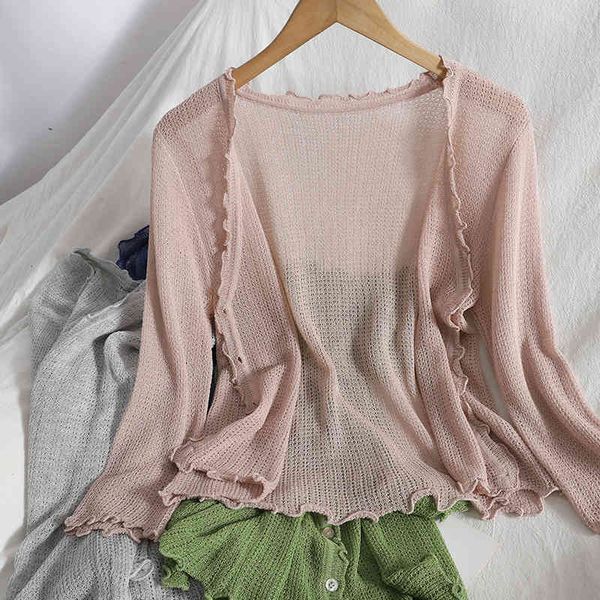 summer wild casual knitted small cardigan for womens jacket korean ruffles v-neck blouse cardigans hollow knit sweater women 210420, White;black
summer wild casual knitted small cardigan for womens jacket korean ruffles v-neck blouse cardigans hollow knit sweater women 210420, White;black