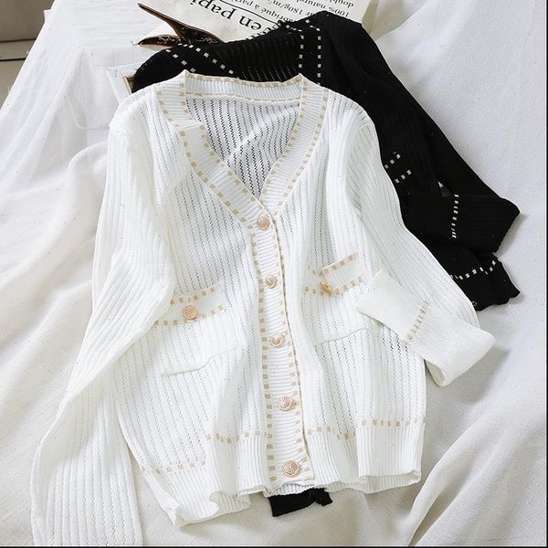 autumn elagant coats womens sweater hollow out knit cardigan cropped soft vintage, White;black
autumn elagant coats womens sweater hollow out knit cardigan cropped soft vintage, White;black