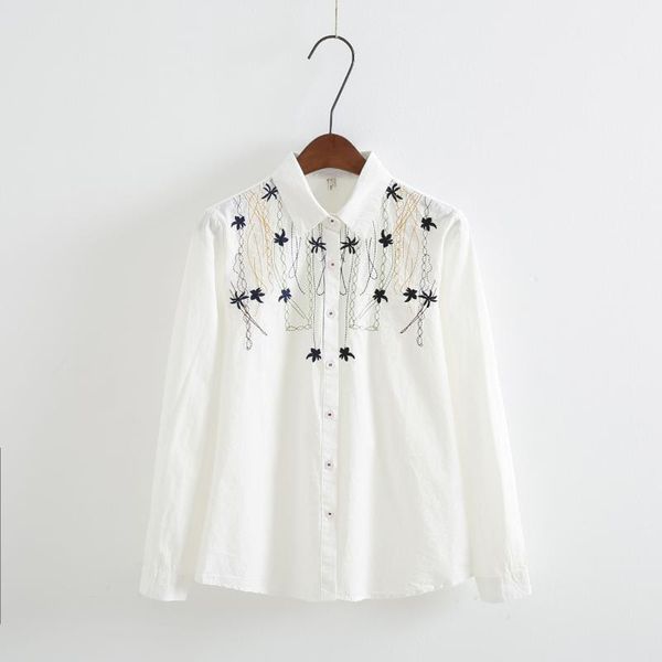 women's blouses & shirts ivy embroidery women long-sleeved shirt cotton blouse, White
women's blouses & shirts ivy embroidery women long-sleeved shirt cotton blouse, White