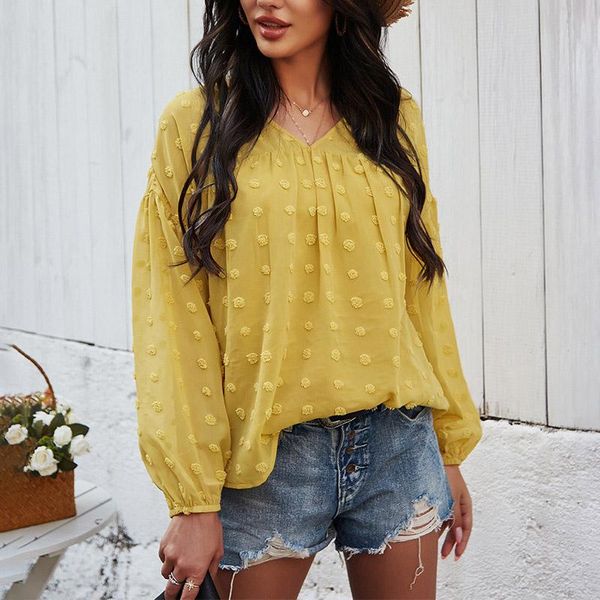 women's blouses & shirts v neck loose polka dot chiffon women spring autumn sweet lantern sleeve splice, White
women's blouses & shirts v neck loose polka dot chiffon women spring autumn sweet lantern sleeve splice, White