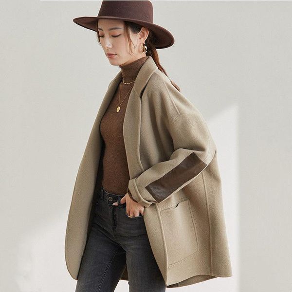 women's wool & blends high end woolen coat hepburn loose double-sided in spring and autumn of 2021, Black
women's wool & blends high end woolen coat hepburn loose double-sided in spring and autumn of 2021, Black
