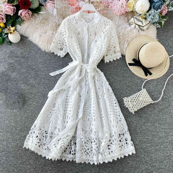 dress vintage hollow out women's lace single-breasted short sleeve ed in casual party to line, Black;gray
dress vintage hollow out women's lace single-breasted short sleeve ed in casual party to line, Black;gray
