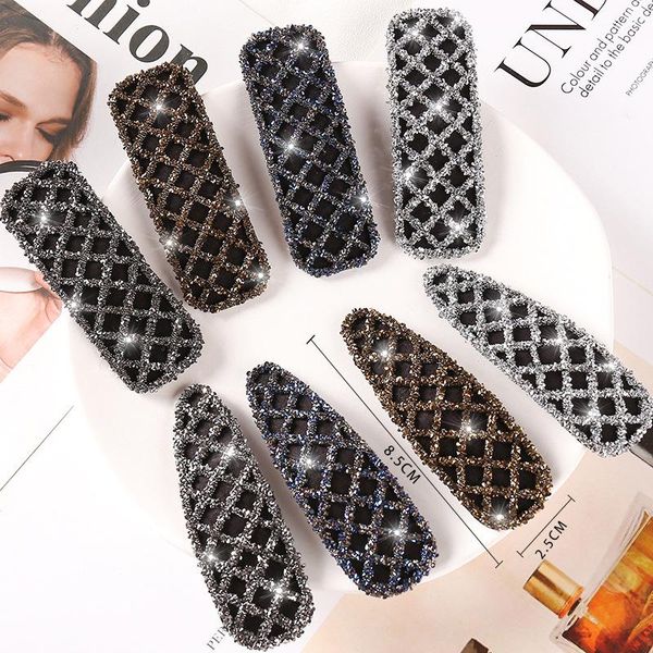 hair clips & barrettes rhinestone inlaid clip sweet hairstyling side bangs hairpin duckbill hairpins geometric for women ornaments, Golden;silver