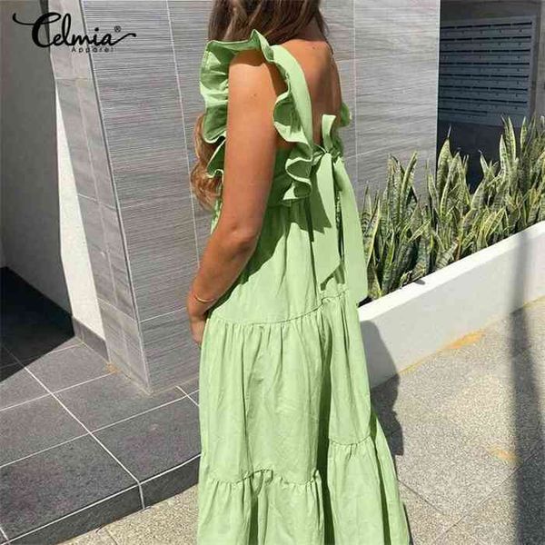 celmia 2021 summer ruffled sundress fashion women sleeveless maxi dress square collar casual bandage backless vestidos robe, Black;gray
celmia 2021 summer ruffled sundress fashion women sleeveless maxi dress square collar casual bandage backless vestidos robe, Black;gray