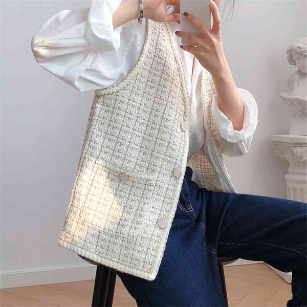 women spring fashion korea style v-neck sleeveless plaided knitted vest office lady open stitch classical clothes 210817, Black;white
women spring fashion korea style v-neck sleeveless plaided knitted vest office lady open stitch classical clothes 210817, Black;white