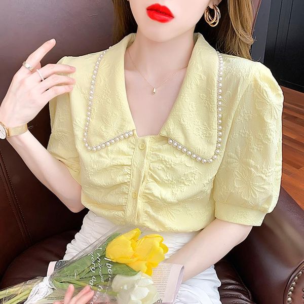 women's blouses & shirts sweet ladies pearl turn-down collar short shirt summer puff sleeve single-breasted white fashion elegant ol
women's blouses & shirts sweet ladies pearl turn-down collar short shirt summer puff sleeve single-breasted white fashion elegant ol