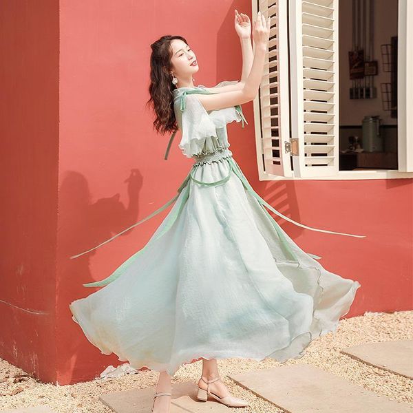 casual dresses ed 2021 french girls'summer retro green chiffon super sweet fairy mori long, Black;gray
casual dresses ed 2021 french girls'summer retro green chiffon super sweet fairy mori long, Black;gray