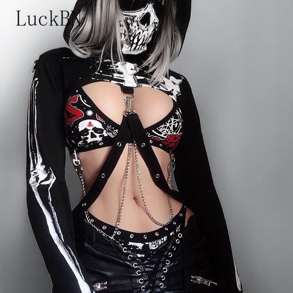 women's hoodies & sweatshirts gothic women skull print hoodie sweatshirt drawstring hooded goth casual streetwear cool navel croppe, Black
women's hoodies & sweatshirts gothic women skull print hoodie sweatshirt drawstring hooded goth casual streetwear cool navel croppe, Black