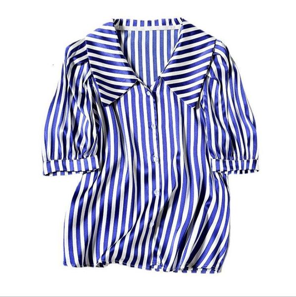 women's blouses & shirts european and american women's wear for spring three-quarter sleeve lapels fashion blue striped silk shirt, White
women's blouses & shirts european and american women's wear for spring three-quarter sleeve lapels fashion blue striped silk shirt, White