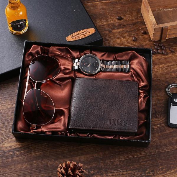 3pcs/set large dial quartz watch, wallet watches for men boutique gift set glasses wristwatches, Slivery;brown
3pcs/set large dial quartz watch, wallet watches for men boutique gift set glasses wristwatches, Slivery;brown