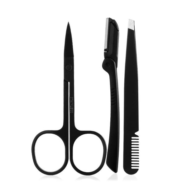 eyebrow tools & stencils 3pcs black tweezer flat tip tweezers curved scissors for nose eyelash hair removal stainless steel makeup set
eyebrow tools & stencils 3pcs black tweezer flat tip tweezers curved scissors for nose eyelash hair removal stainless steel makeup set