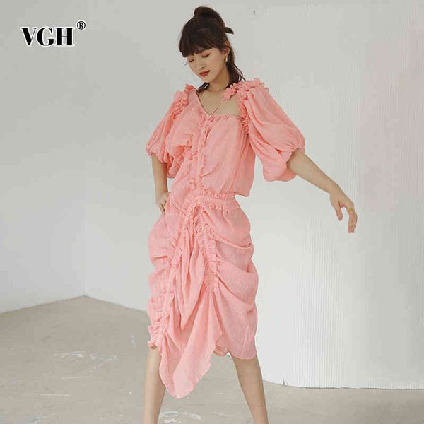 vgh asymmetrical ruched dress for female v neck lantern sleeve high waist hollow out irregular hem women's dresses fashion 210421, Black;gray
vgh asymmetrical ruched dress for female v neck lantern sleeve high waist hollow out irregular hem women's dresses fashion 210421, Black;gray