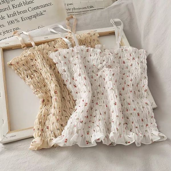 women's tanks & camis sweet girl style flower suspender female summer chiffon floral small vest cute short paragraph shoulder, White
women's tanks & camis sweet girl style flower suspender female summer chiffon floral small vest cute short paragraph shoulder, White