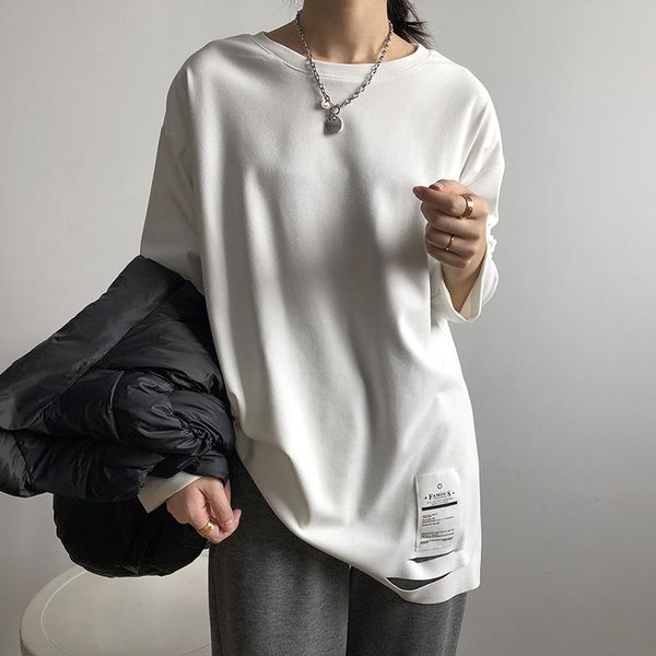 women's t-shirt women thicker autumn winter fashion concise pullovers 2021 ladies o-neck casual warm, White 
women's t-shirt women thicker autumn winter fashion concise pullovers 2021 ladies o-neck casual warm, White