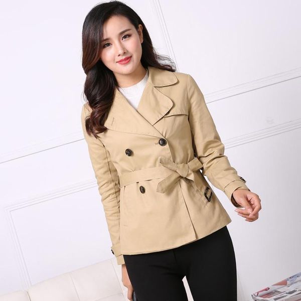 women's trench coats 2021 fashion double breasted short coat women khaki slim belt cloak mujer windbreaker female abrigos brazil, Tan;black
women's trench coats 2021 fashion double breasted short coat women khaki slim belt cloak mujer windbreaker female abrigos brazil, Tan;black