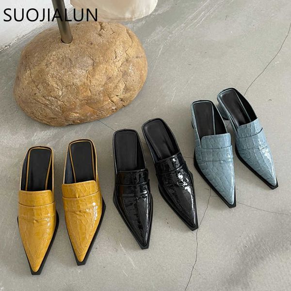 suojialun spring women slipper square med heel slip on mules pointed toe stone pattern sandal female casual slides shoes 210630, Black
suojialun spring women slipper square med heel slip on mules pointed toe stone pattern sandal female casual slides shoes 210630, Black