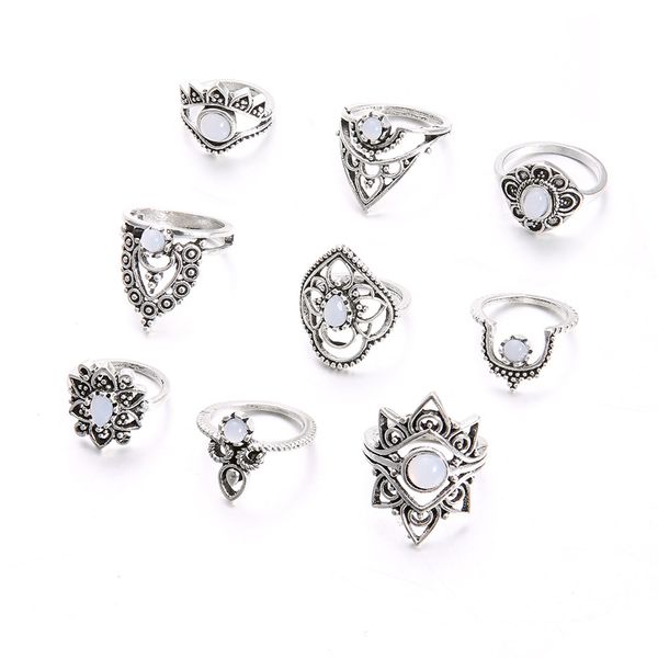 9-piece band rings fashion alloy diamond-encrusted carved joint-ring with simple and versatile retro light luxury crown starry sky gem exagg, Silver
9-piece band rings fashion alloy diamond-encrusted carved joint-ring with simple and versatile retro light luxury crown starry sky gem exagg, Silver