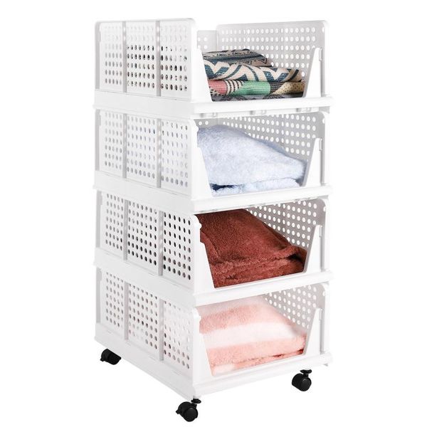 hooks & rails 4pcs stackable storage basket organizer for food toys toiletries bins multifunctional plastic separator drawer
hooks & rails 4pcs stackable storage basket organizer for food toys toiletries bins multifunctional plastic separator drawer