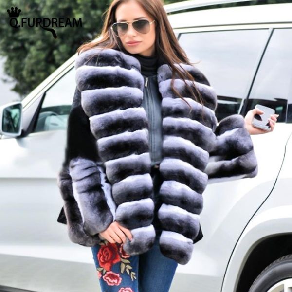 women's fur & faux q.furdream custom striped natural real rex coat with chinchilla color collar cuffs thick warm outwear, Black
women's fur & faux q.furdream custom striped natural real rex coat with chinchilla color collar cuffs thick warm outwear, Black
