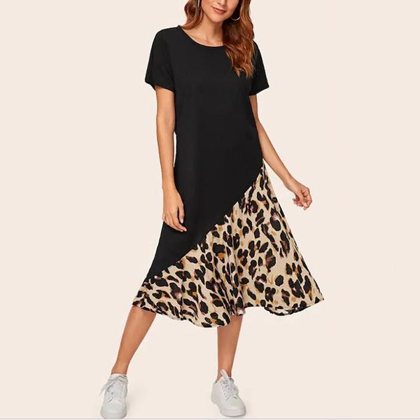 dress women casual leopard fashion print short sleeve o-neck elegant patchwork dresses for autumn kobieta sukienka, Black;gray
dress women casual leopard fashion print short sleeve o-neck elegant patchwork dresses for autumn kobieta sukienka, Black;gray