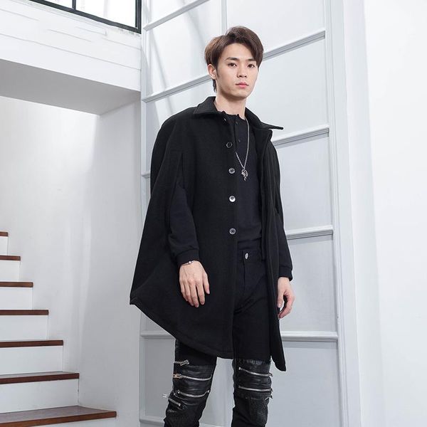 men's wool & blends front short, long, round, woolen coat, loose lap, cape, cloak, shawl, winter wear, blouse, male coat clothing, Black
men's wool & blends front short, long, round, woolen coat, loose lap, cape, cloak, shawl, winter wear, blouse, male coat clothing, Black
