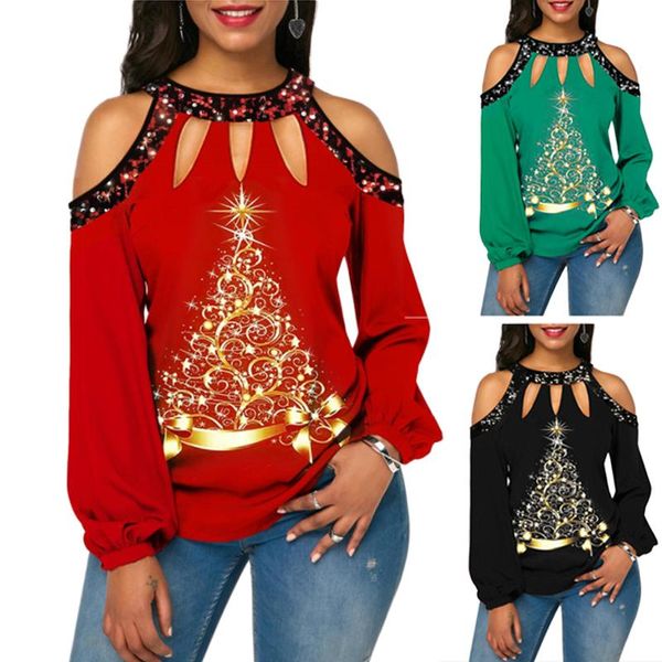 women's blouses & shirts christmas blouse fashion long sleeve o neck off shoulder hollow out tree print plus size, White
women's blouses & shirts christmas blouse fashion long sleeve o neck off shoulder hollow out tree print plus size, White