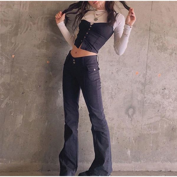 vintage black low rise striped flare denim pants mall goth indie aesthetic pockets patchwork jeans women y2k wide leg trousers, Blue
vintage black low rise striped flare denim pants mall goth indie aesthetic pockets patchwork jeans women y2k wide leg trousers, Blue