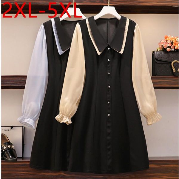 plus size dresses 2xl-5xl hit 2021 autumn dress for women turn-down collar long puff sleeve patchwork draped large female, Black
plus size dresses 2xl-5xl hit 2021 autumn dress for women turn-down collar long puff sleeve patchwork draped large female, Black
