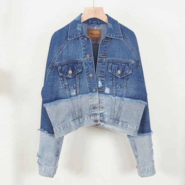 women's jackets 2021 autumn fashion frayed hit color stitching jeans jacket women student outerwear casual loose short denim coat femal, Black;brown
women's jackets 2021 autumn fashion frayed hit color stitching jeans jacket women student outerwear casual loose short denim coat femal, Black;brown