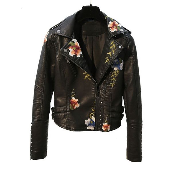 women's jackets high-quality spring autumn korean women slim black rivet embroidery motorcycle jacket long sleeve short pu leather, Black;brown
women's jackets high-quality spring autumn korean women slim black rivet embroidery motorcycle jacket long sleeve short pu leather, Black;brown