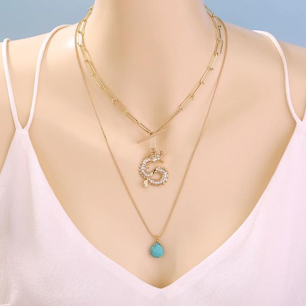 dragon-shaped pendant necklace water drop trend fashion ot buckle double layer female necklaces, Silver
dragon-shaped pendant necklace water drop trend fashion ot buckle double layer female necklaces, Silver