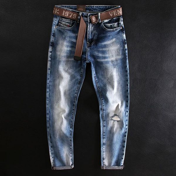 men's jeans italian style fashion men retro blue elastic slim ripped embroidery designer vintage casual cotton denim pants
men's jeans italian style fashion men retro blue elastic slim ripped embroidery designer vintage casual cotton denim pants