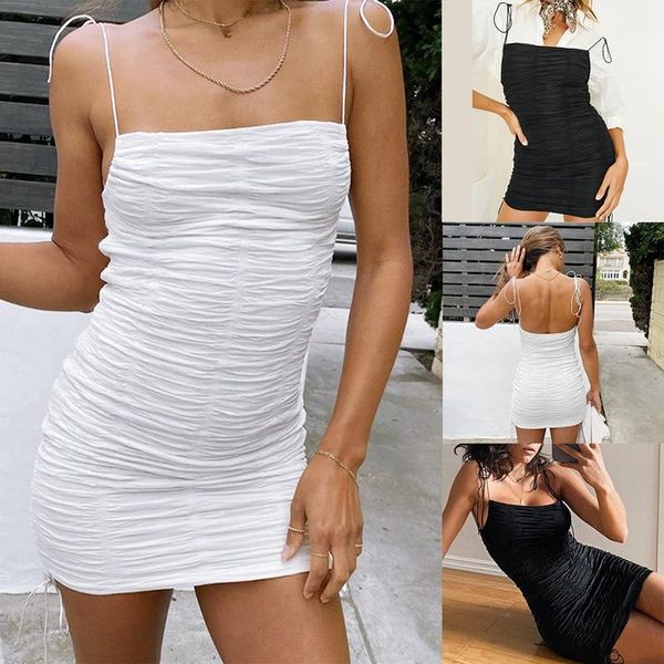 casual dresses pleated backless summer dress women spaghetti strap mini party night club clothes, Black;gray
casual dresses pleated backless summer dress women spaghetti strap mini party night club clothes, Black;gray