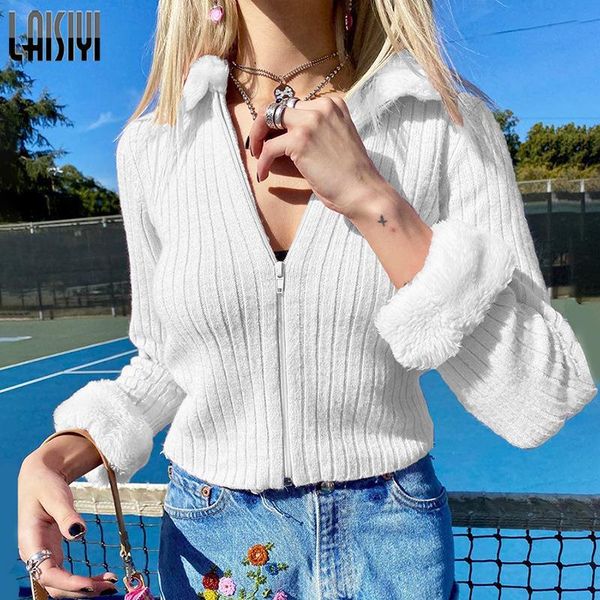 women's knits & tees cardigan faux fur zip sweater for women fall winter harajuku style young elegant ribbed jacket kawaii y2k coat, White
women's knits & tees cardigan faux fur zip sweater for women fall winter harajuku style young elegant ribbed jacket kawaii y2k coat, White