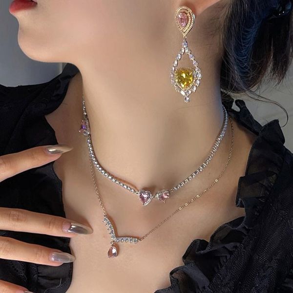 earrings & necklace mogaku luxury full crystal water drop layered clavicle necklaces for women fashion jewelry club party wedding ornament, Silver
earrings & necklace mogaku luxury full crystal water drop layered clavicle necklaces for women fashion jewelry club party wedding ornament, Silver