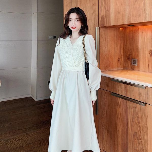 autumn winter women stitching knitting v-neck a-line dresses lady retro lantern sleeve dress casual, Black;gray
autumn winter women stitching knitting v-neck a-line dresses lady retro lantern sleeve dress casual, Black;gray