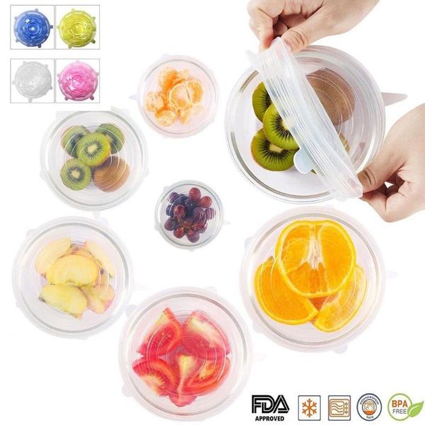 food savers & storage containers 6 pcs silicone stretch lids reusable bowl sealed round fresh -70 degrees -230 home cover
food savers & storage containers 6 pcs silicone stretch lids reusable bowl sealed round fresh -70 degrees -230 home cover