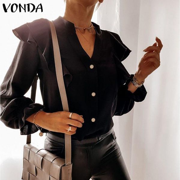 women's blouses & shirts women blouse vonda casual long sleeve button up elegant solid v neck pleated bohemian party blusas s-, White
women's blouses & shirts women blouse vonda casual long sleeve button up elegant solid v neck pleated bohemian party blusas s-, White