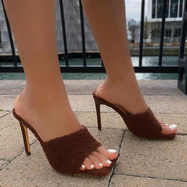 women slides open toe fur design thin high heels pumps sandals slip on party dress shoes square slippers, Black
women slides open toe fur design thin high heels pumps sandals slip on party dress shoes square slippers, Black