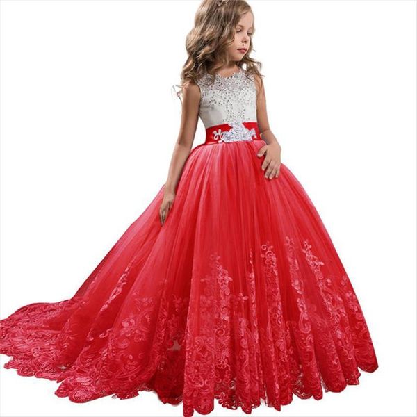 white first communion girl children dresses wedding teen formal long lace princess party for 3 14 year, Red;yellow
white first communion girl children dresses wedding teen formal long lace princess party for 3 14 year, Red;yellow