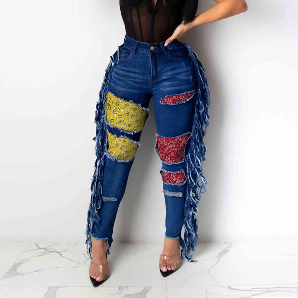 jean patchwork women casual stretch skinny hole jeans with tassels on both sides of lady street denim pencil pants, Blue
jean patchwork women casual stretch skinny hole jeans with tassels on both sides of lady street denim pencil pants, Blue