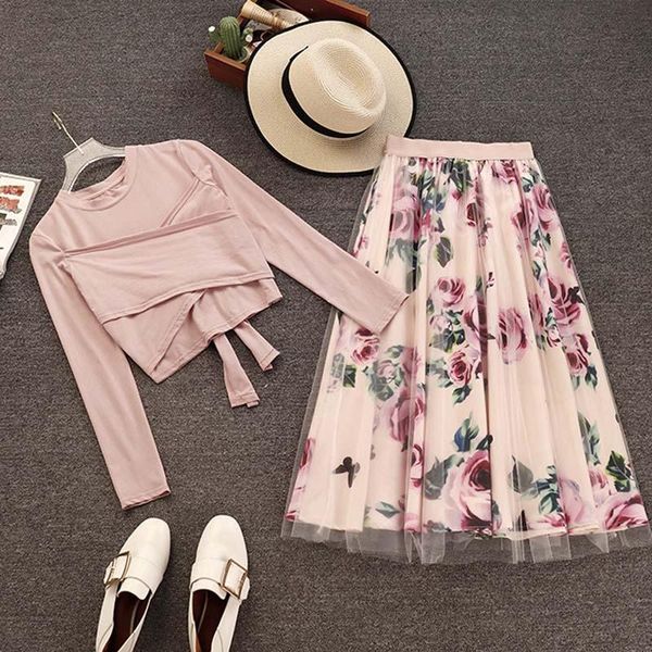 women's two piece pants spring autumn 2 set women irregular long sleeve t shirt+mesh skirts suits bowknot vintage floral skirt sets z0, White
women's two piece pants spring autumn 2 set women irregular long sleeve t shirt+mesh skirts suits bowknot vintage floral skirt sets z0, White