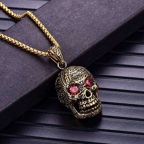titanium steel men's crystal ghost necklace punk personality domineering stainless casting skull pendant jewelry necklaces, Silver
titanium steel men's crystal ghost necklace punk personality domineering stainless casting skull pendant jewelry necklaces, Silver